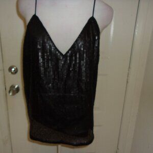 NWT BCBG MAXAZRIA BLACK SEQUIN RACER BACK TOP M